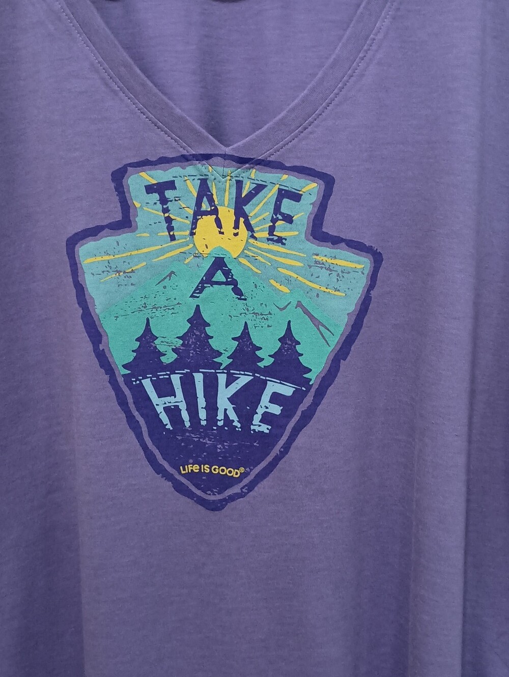 Women's Life Is Good Light Purple "Take A Hike" long sleeve "Cool Tee" XXL - Picture 4 of 4